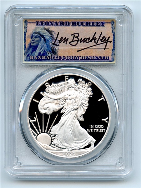 2020 W $1 Proof American Silver Eagle PCGS PR69DCAM Leonard Buckley