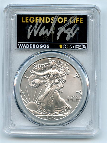 2020 (P) $1 Silver Eagle Emergency Issue PCGS MS70 Legends of Life Wade Boggs