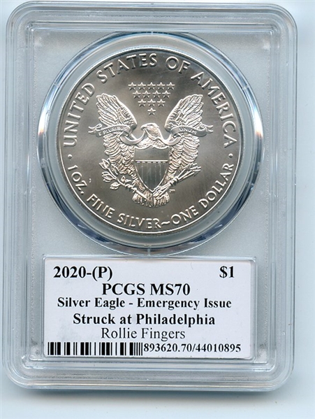 2020 (P) $1 Silver Eagle Emergency Issue PCGS MS70 Legends of Life Rollie Fingers