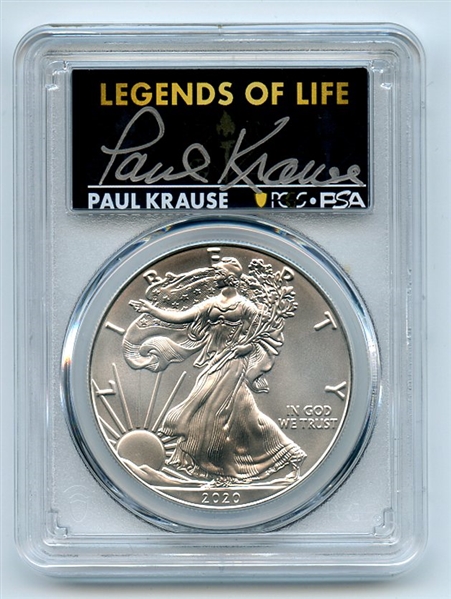 2020 (P) $1 Silver Eagle Emergency Issue PCGS MS70 Legends of Life Paul Krause