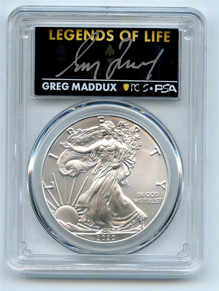 2020 (P) $1 Silver Eagle Emergency Issue PCGS MS70 Legends of Life Greg Maddux