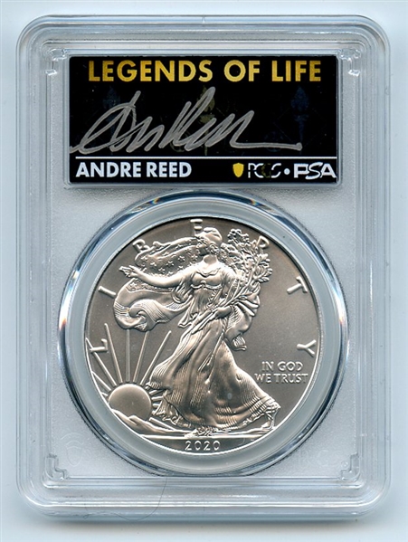 2020 (P) $1 Silver Eagle Emergency Issue PCGS MS70 Legends of Life Andre Reed