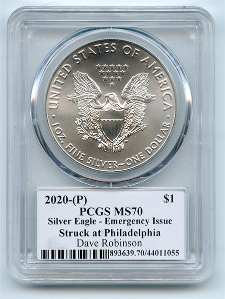 2020 (P) $1 Silver Eagle Emergency Issue PCGS MS70 Legends of Life Dave Robinson
