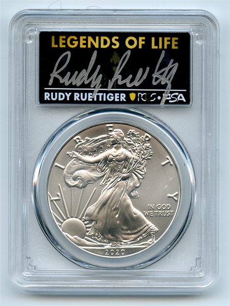 2020 (P) $1 Silver Eagle Emergency Issue PCGS MS70 Legends Life Rudy Ruettiger