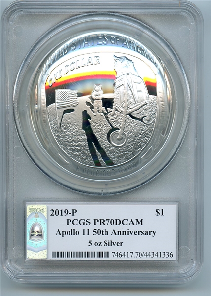 2019 P $1 Apollo 5oz Silver 50th Anniversary PCGS PR70DCAM Fred Haise