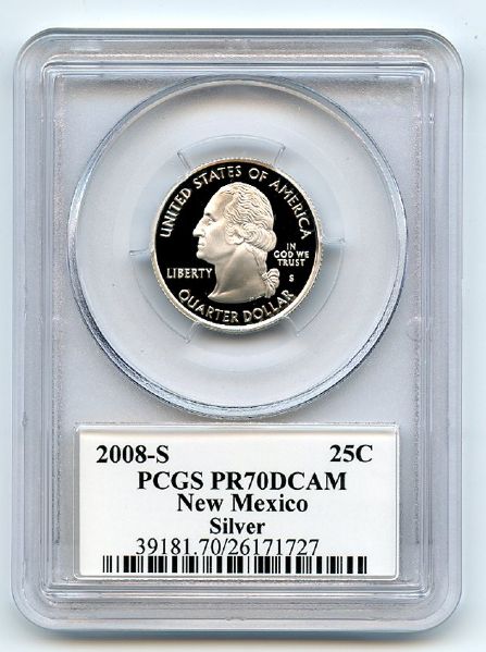 2008 S 25C Silver New Mexico Quarter PCGS PR70DCAM