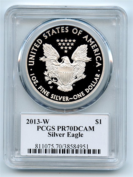 2013 W $1 Proof American Silver Eagle 1oz PCGS PR70DCAM Leonard Buckley