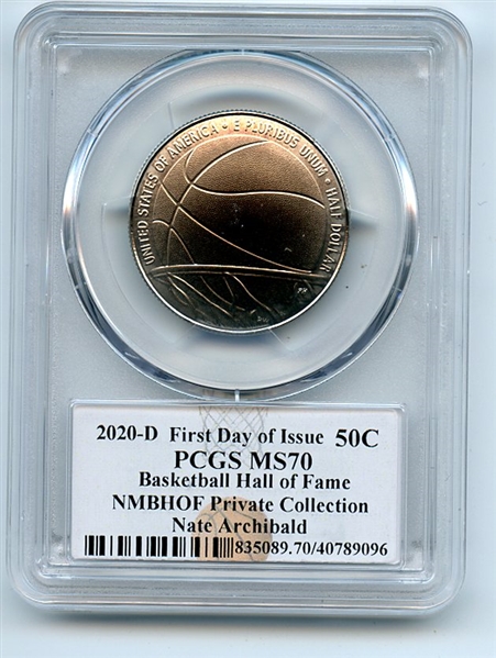 2020 D 50C Basketball Hall of Fame Commemorative PCGS MS70 FDOI Nate Archibald