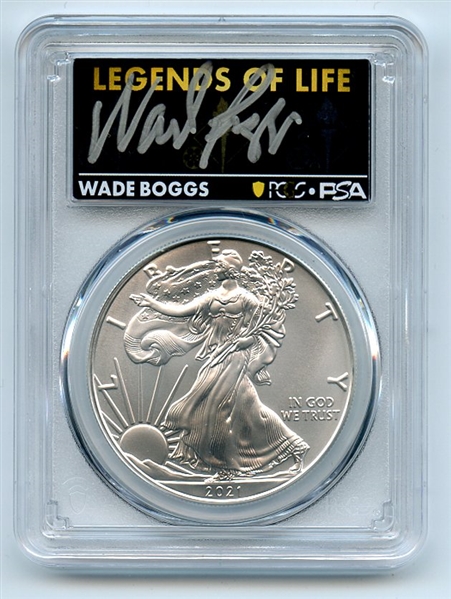 2021 (P) $1 Silver Eagle Emergency T1 PCGS PSA MS70 Legends of Life Wade Boggs