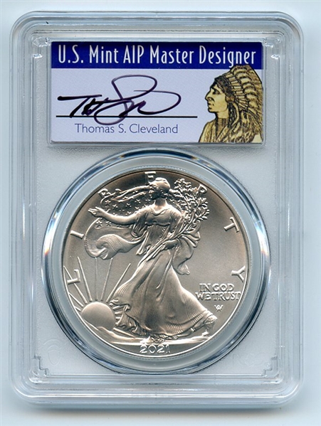 2021 $1 Silver Eagle 1oz Dollar Type 2 PCGS MS70 First Strike Cleveland Native