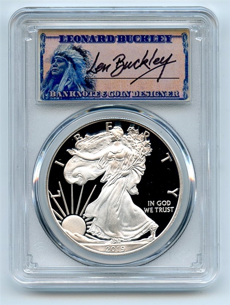 2019 W $1 American Silver Eagle Congratulations PCGS PR70DCAM Leonard Buckley