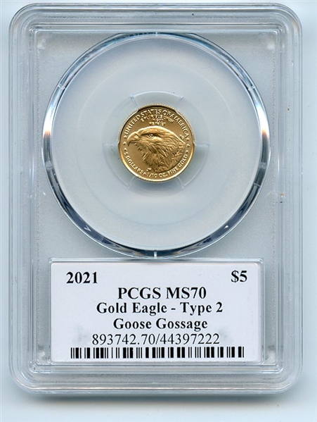 2021 $5 American Gold Eagle Type 2 PCGS PSA MS70 Legends of Life Goose Gossage