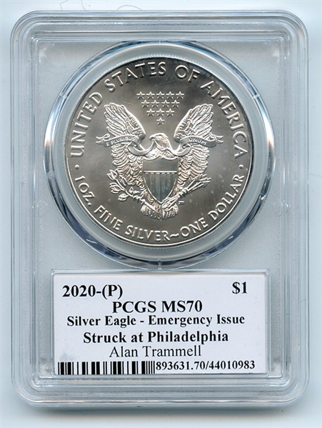 2020 (P) $1 Silver Eagle Emergency Issue PCGS MS70 Legends of Life Alan Trammell