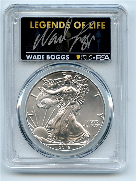 2016 (S) $1 American Silver Eagle PCGS PSA MS70 Legends of Life Wade Boggs