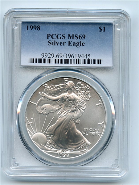 (5) 1998 $1 American Silver Eagle Dollar 1oz PCGS MS69 Lot