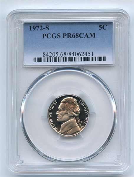 1972 S 5C Jefferson Nickel PCGS PR68CAM
