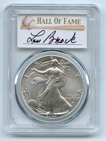 2022 $1 American Silver Eagle 1oz PCGS MS70 First Day of Issue FDOI Lou Brock