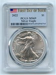 (20) 2022 $1 American Silver Eagle 1oz Dollar PCGS MS69 First Day of Issue FDOI