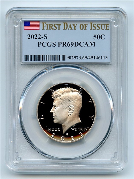 2022 S 50C Clad Kennedy Half Dollar PCGS PR69DCAM First Day of Issue