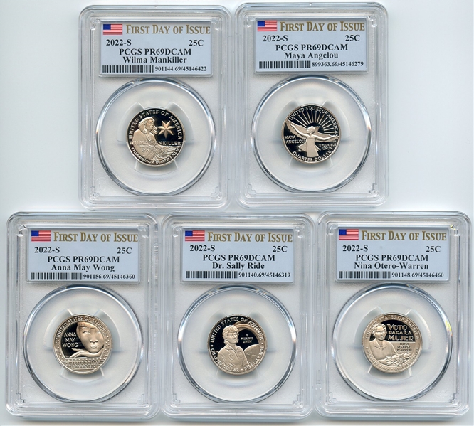 2022 S 25C Clad Womens Quarter Set PCGS PR69DCAM First Day of Issue