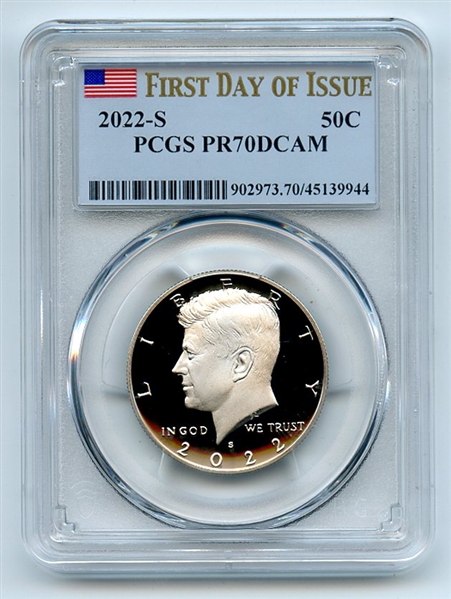 2022 S 50C Clad Kennedy Half Dollar PCGS PR70DCAM First Day of Issue