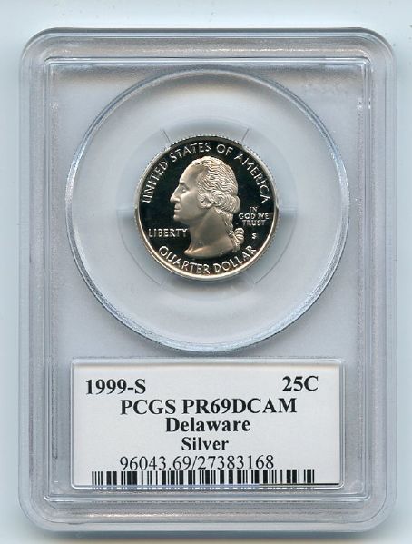 1999 S 25C Silver Delaware Quarter PCGS PR69DCAM