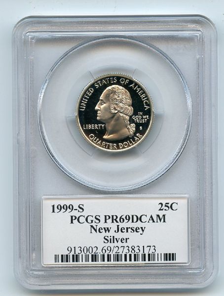 1999 S 25C Silver New Jersey Quarter PCGS PR69DCAM