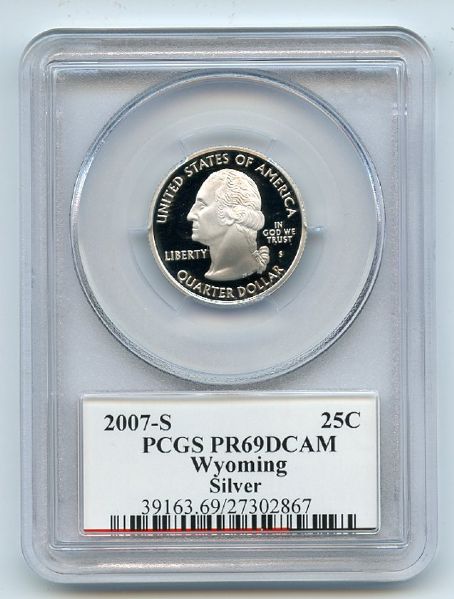 2007 S 25C Silver Wyoming Quarter PCGS PR69DCAM