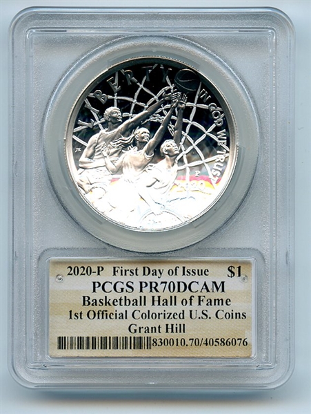 2020 P $1 Colorized Basketball Hall of Fame PCGS PR70DCAM FDOI Grant Hill