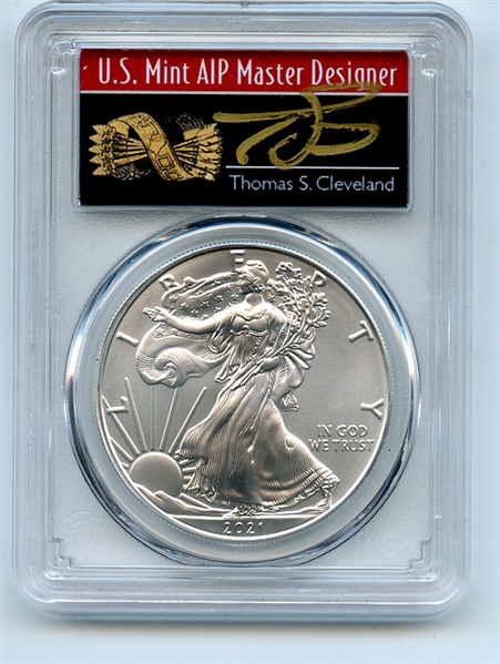 2021 $1 American Silver Eagle 1oz PCGS MS70 FS 1 of 1000 Thomas Cleveland Arrows