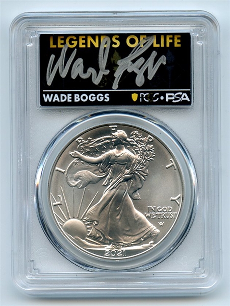 2021 $1 American Silver Eagle Type 2 PCGS PSA MS70 Legends of Life Wade Boggs