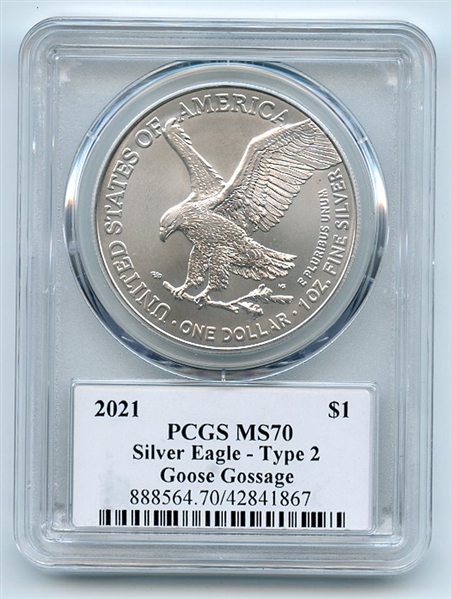 2021 $1 American Silver Eagle Type 2 PCGS PSA MS70 Legends of Life Goose Gossage