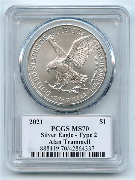 2021 $1 American Silver Eagle Type 2 PCGS PSA MS70 Legends of Life Alan Trammell