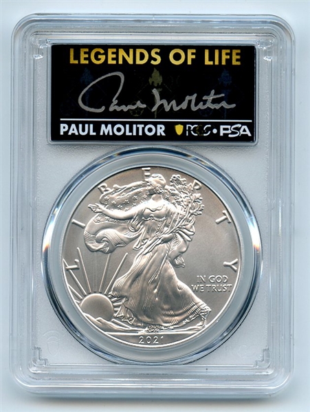 2021 $1 Silver Eagle T1 Last Day Production PCGS MS70 Legends Life Paul Molitor