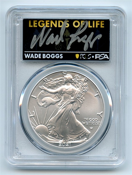 2021 $1 Silver Eagle T2 First Production PCGS MS70 Legends of Life Wade Boggs