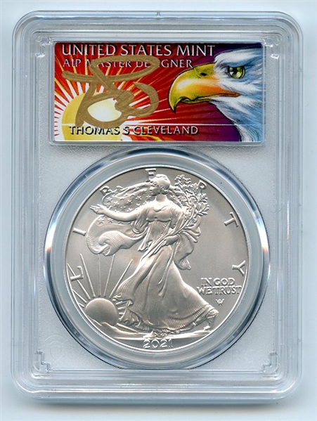 2021 $1 Silver Eagle T2 First Production PCGS MS70 Thomas Cleveland Eagle