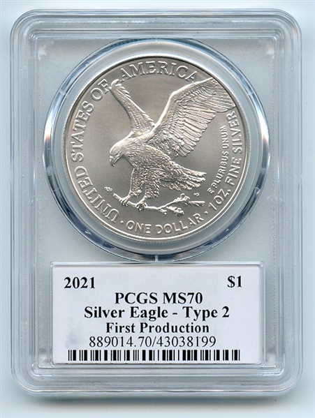 2021 $1 Silver Eagle T2 First Production PCGS MS70 Thomas Cleveland Eagle
