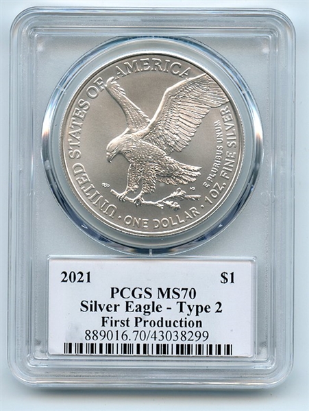 2021 $1 Silver Eagle T2 First Production PCGS MS70 Leonard Buckley