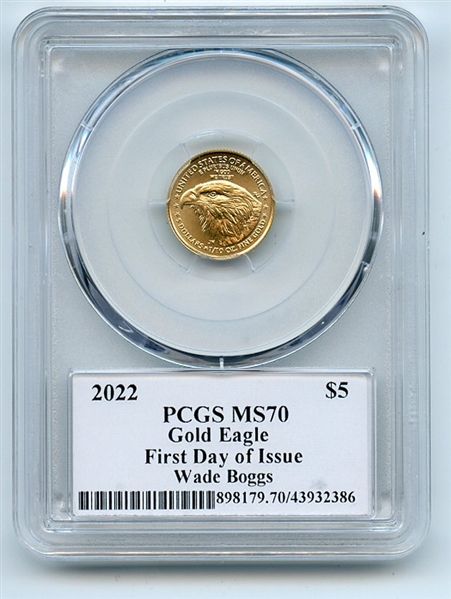 2022 $5 American Gold Eagle 1/10 oz PCGS PSA MS70 Legends of Life Wade Boggs
