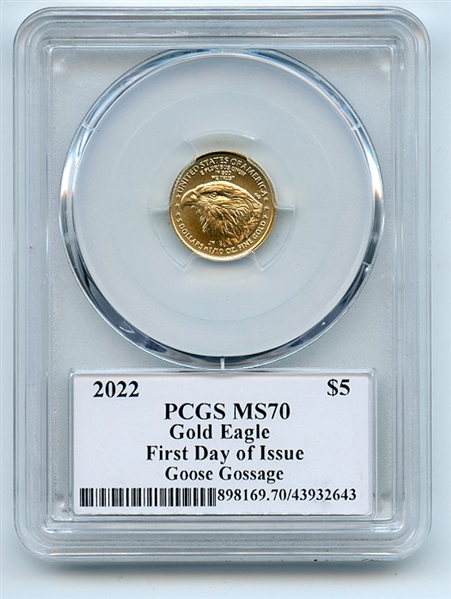 2022 $5 American Gold Eagle 1/10 oz PCGS PSA MS70 Legends of Life Goose Gossage
