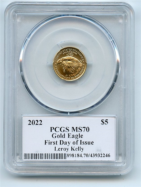 2022 $5 American Gold Eagle 1/10 oz PCGS PSA MS70 Legends of Life Leroy Kelly