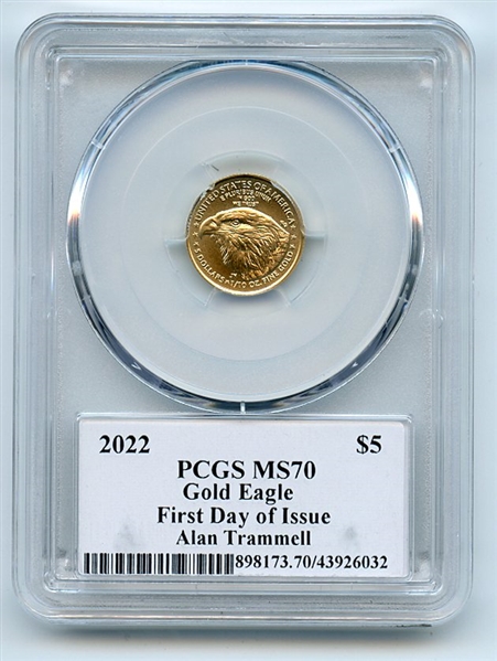 2022 $5 American Gold Eagle 1/10 oz PCGS PSA MS70 Legends of Life Alan Trammell