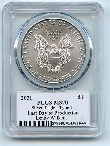 2021 $1 Silver Eagle T1 Last Day Product PCGS MS70 Legends of Life Lenny Wilkens