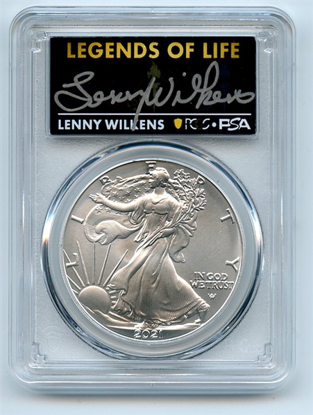 2021 $1 Silver Eagle T2 First Production PCGS MS70 Legends of Life Lenny Wilkens