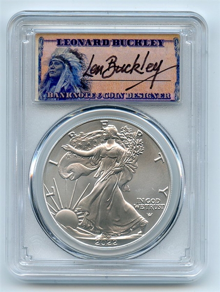 2022 $1 American Silver Eagle 1oz PCGS MS70 FS 1 of 500 Thomas Leonard Buckley