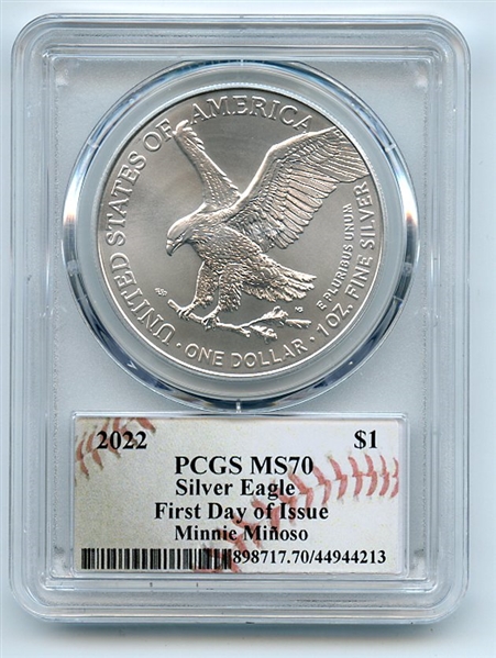 2022 $1 American Silver Eagle 1oz PCGS MS70 First Day of Issue FDI Minnie Minoso