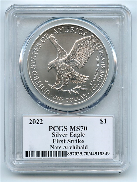 2022 $1 American Silver Eagle 1oz PCGS MS70 FS Legends of Life Nate Archibald