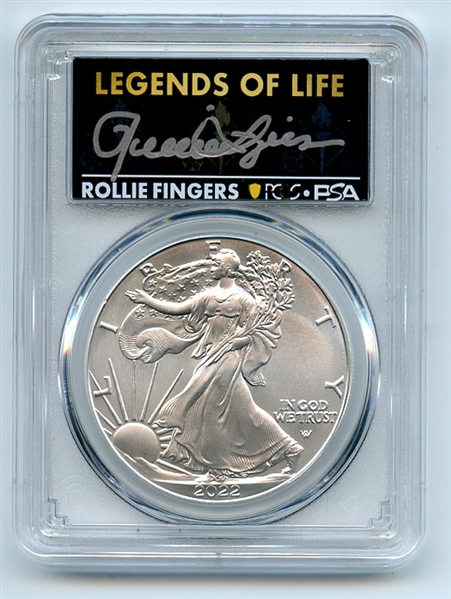 2022 $1 American Silver Eagle 1oz PCGS MS70 FS Legends of Life Rollie Fingers