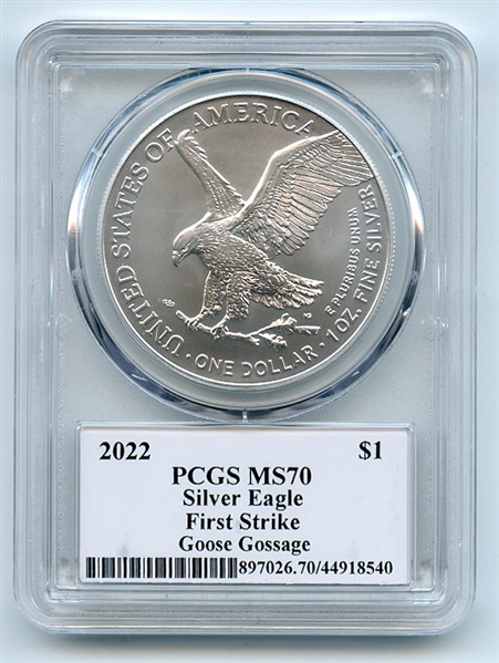 2022 $1 American Silver Eagle 1oz PCGS MS70 FS Legends of Life Goose Gossage