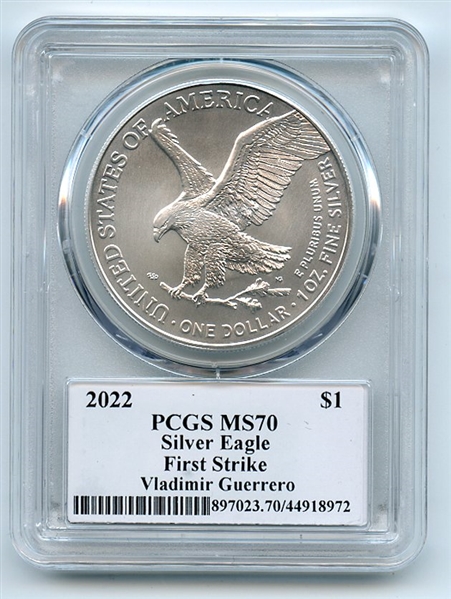 2022 $1 American Silver Eagle 1oz PCGS MS70 FS Legends of Life Vladimir Guerrero